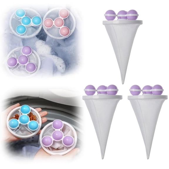 3PC Floating Hair Filtering Mesh Removal, Pet Hair Remover Lint Catcher for Laundry, Reusable Washing Machine Hair Catcher Tool Floating Lint Mesh Bag