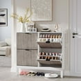 thumbnail image 2 of EDTara Modern Shoe Cabinet With 4 Flip Drawers, 39.4" Narrow Entryway Storage Organizer, Fluted Design & Adjustable Shelf, 2 of 8