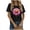 Black, variant on Levmjia Women's Butterfly & Flower Print T-Shirt, Slim Fit Summer Crewneck Tee, Casual Stretchy Poly Spandex Top,