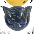 thumbnail image 1 of Halloween Cat Sculpture Resin Tabletop Statue For Home Decor () Black Blue, 1 of 9