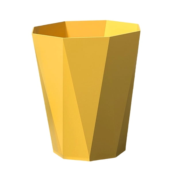 Pequeño bote de basura minimalista para lavandería de hotel y baño. amarillo