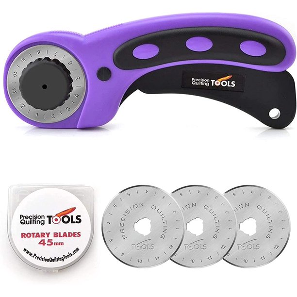 Precision Quilting Tools 45mm Deluxe Purple Rotary Cutter with 3 Extra