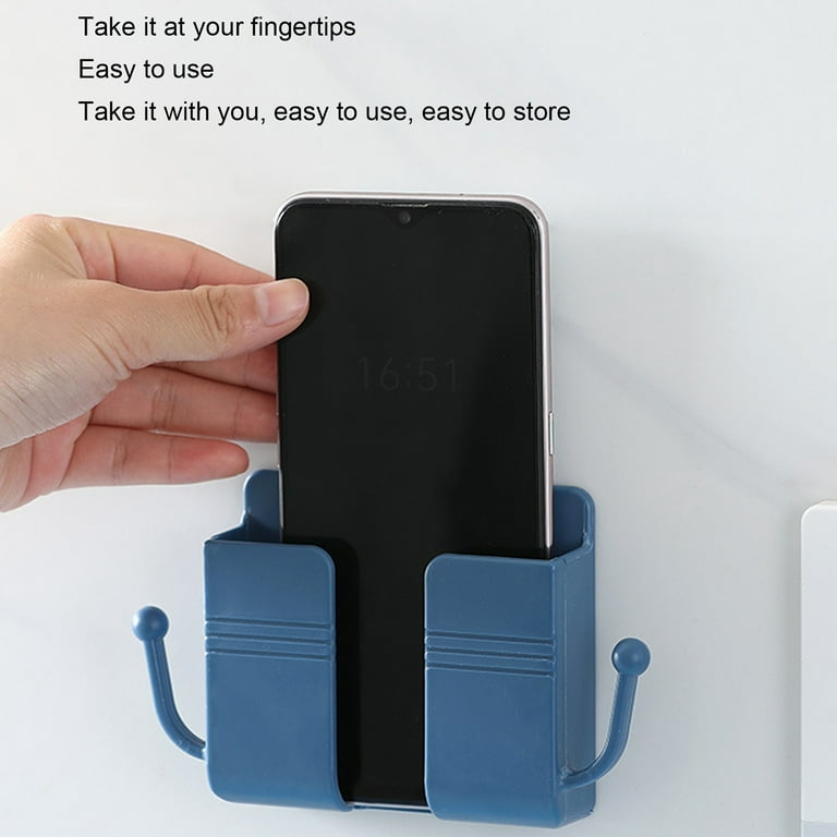 sugeryy Wall Mount Cell Phone Holder Adhesive Wall Cell Phone Holder  Charging Stand and Remote Control Stand Cell Phone Charger Outlet Pocket  Universal Deck Storage Box for Home Bedroom Bathroom 