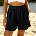 thumbnail image 2 of Hurxie Women's Sweat Shorts Casual Drawstring Shorts Comfy High Waisted Workout Lounge Shorts with Pockets Black,L, 2 of 7