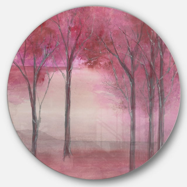 Designart 'forêt Rose' Art Mural Cercle en Métal Style Ferme