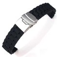 thumbnail image 1 of 20mm Waterproof Silicone Watch Band Strap with Stainless Steel Clasp Buckle (Black), 1 of 3