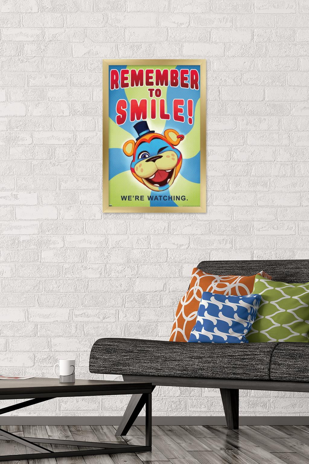 Five Nights at Freddy's: Security Breach - Remember To Smile Wall Poster, 14.725" x 22.375" Framed