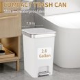 thumbnail image 7 of Small Bathroom Trash Can with Lid and 3 Rolls Trash Bags, Step Pedal Wastebasket Plastic Garbage Can with Pop-Up Lid 2.6 Gallon Bin for Kitchen, Bedroom, Office, Dorm, Laundry, Toilet, Rv, White, 7 of 7