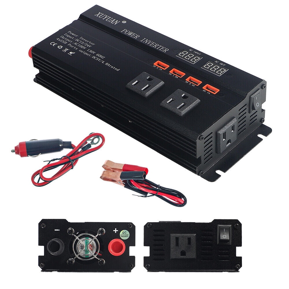 KingFurt "Pure Sine Wave Power" "Black" "4000W Peak Power" "12V Inverter DC to AC" "Truck RV Car Solar System