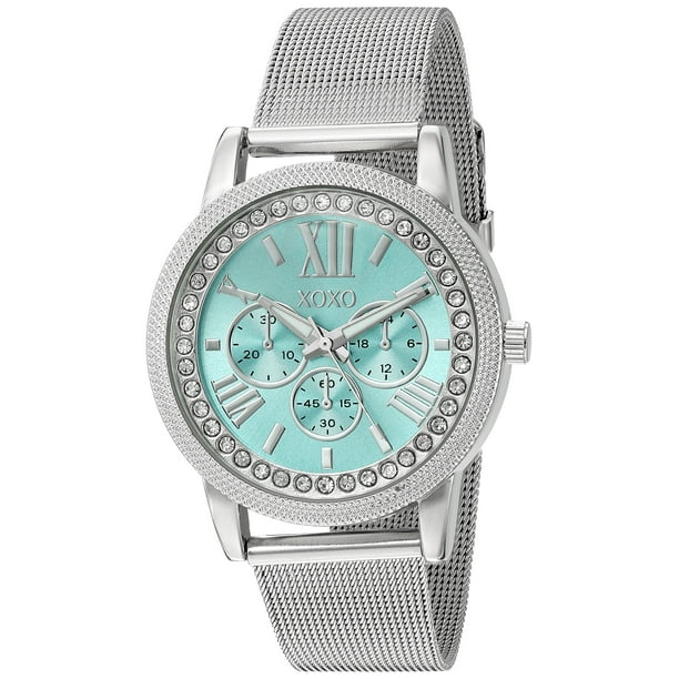 Reloj XOXO Accutime para mujer Caja plateada analógica