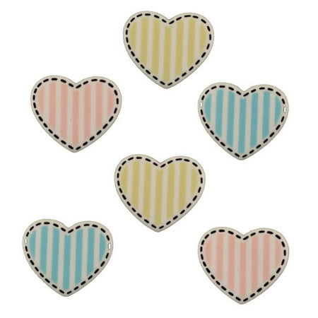 - BUTTONS GALORE STRIPED HEART BULK 3D - 25 BUTTONS