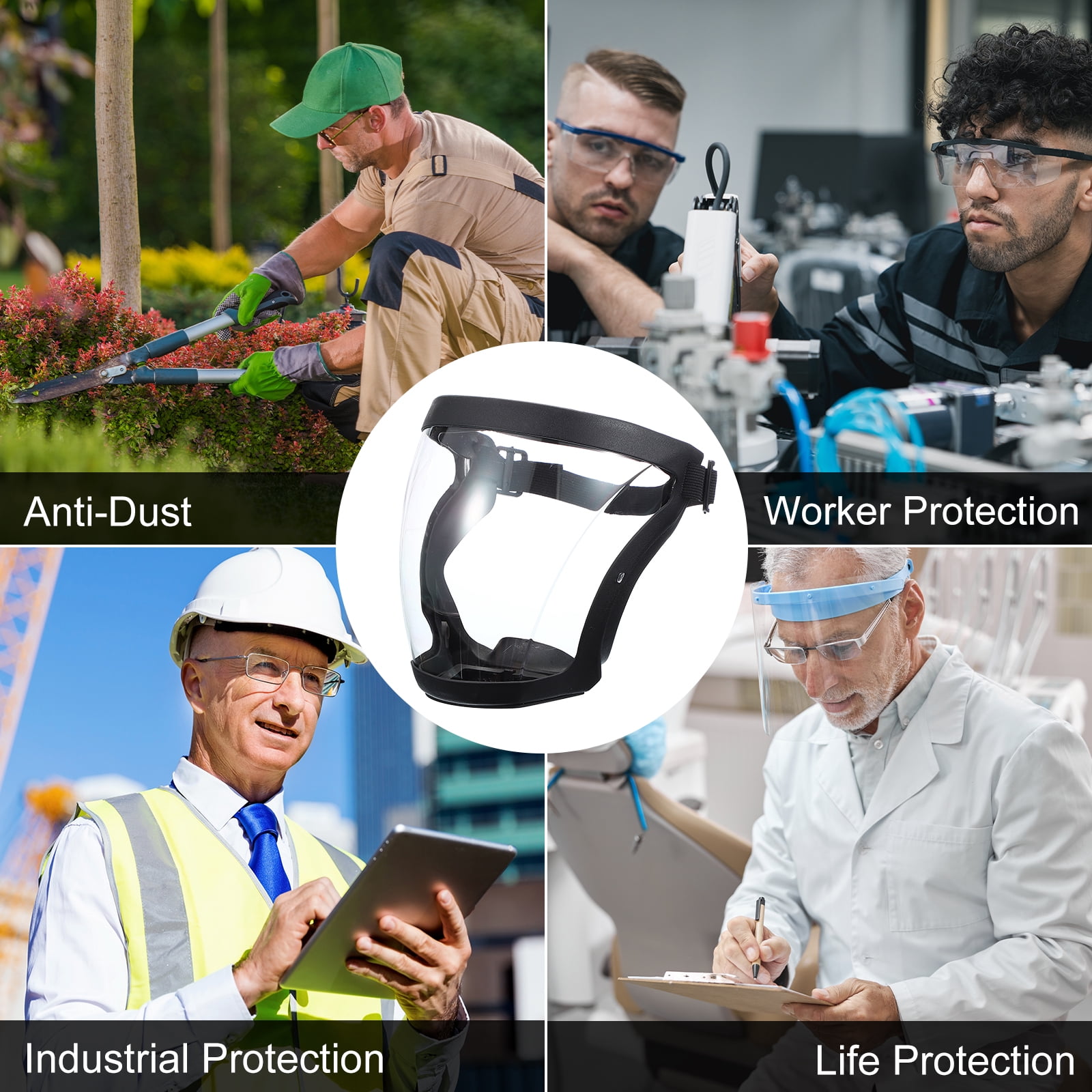 Uxcell Full Safety Face Shields, Anti Fogging Full Safety Face Protection Transparent Face Shield White