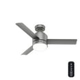 thumbnail image 3 of Hunter 44 inch Outdoor or Indoor Ceiling Fan with LED Light and Remote Control - Ceiling Fan, Standard Mount, 3 Blades, For Patio, Porch, Garage, or Living Room, Quiet - Gilmour 51845, Matte Silver, 3 of 17