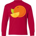 thumbnail image 3 of Inktastic Orange Fruit Long Sleeve Youth T-Shirt, 3 of 5