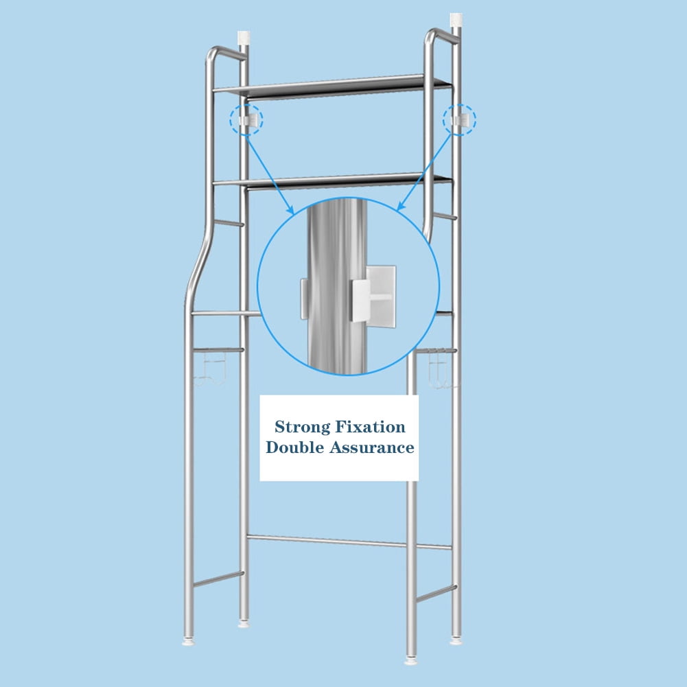 Over The Toilet Storage, Space Saver Metal Bathroom Shelves Organizer Rack With Removable Towel Hooks, Paper Holder, for Bathroom Restroom Laundry