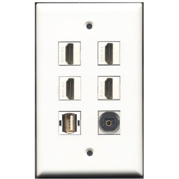 RiteAV - 4 Port HDMI 1 USB A-A 1 Toslink Wall Plate