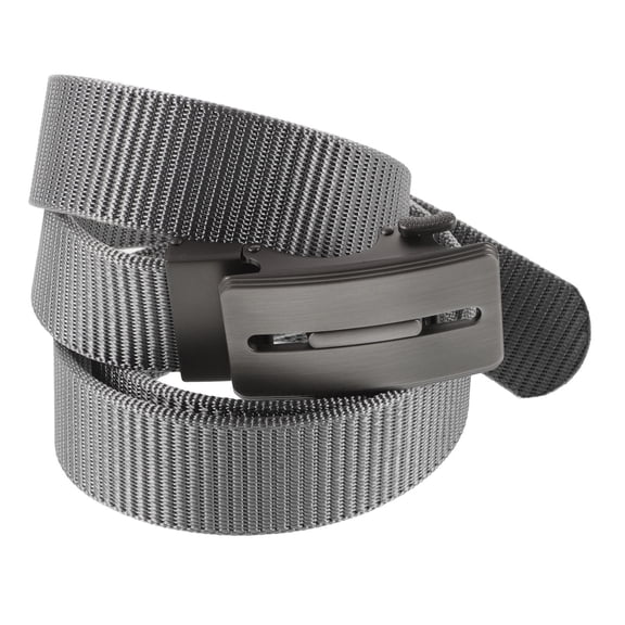 GAXIRE Durable Grey Nylon Ratchet Belt with Plated Automatic Buckle for Everyday Use
