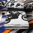 thumbnail image 2 of Erosebridal Minimal Silhouette Motocross Zipper Queen Comforter Set with Fitted Sheet and 2 Pillowcases,Distressed Dirt Track Zipper Bedding Set,Black White,4 Pieces,Black Reversible, 2 of 6