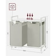 thumbnail image 3 of 46L Laundry Hamper with Shelf Laundry Basket Laundry Sorter with 2 Pull-Out and Removable Bags Shelf White, 3 of 8