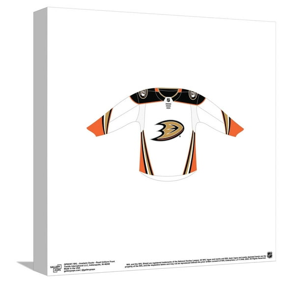 Gallery Pops NHL - Anaheim Ducks - Road Uniform Front Canvas Wall Art, Unframed Version, 12" x 12"