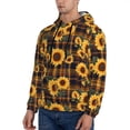 thumbnail image 3 of Pofeuu Brown Blue Plaid Sunflower Print Mens Casual Hooded Collar Drawstring Hoodies Pullover Sweatshirts Casual Long Sleeve Shirts-XX-Large, 3 of 7