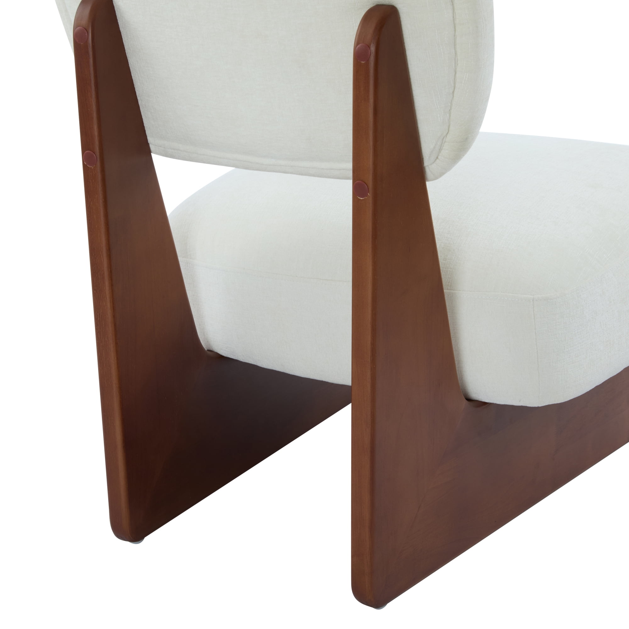 Leumius Set of 2 Modern Lounge Chair with Polyester Upholstery, Sturdy Wood Base With Walnut Finish, Minimalist and Stylish Accent Seating for Living Room Bedroom Office Beige+Walnut