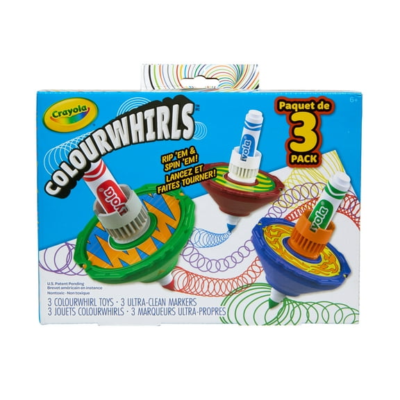 Crayola Colourwhirls Spin Art Toy with Washable Marker, 3 Ct Playset, Competition Game, Coloring Gifts for Kids Ages 6, 7, 8, 9