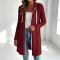 thumbnail image 4 of Sweatshirt for Women Soft Cozy Ribbed Knit Zip Up Hooded Coat Side Pockets Drawstring Hood Home for Lounge Travel Layering | TruBelle,Red M, 4 of 7