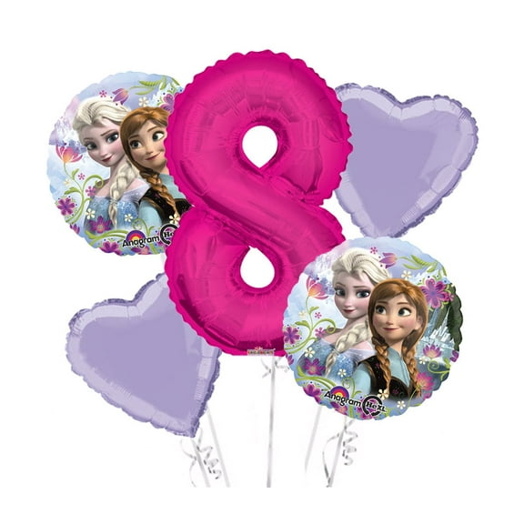 Frozen Balloon Bouquet 8th Birthday 5 pcs - Party Supplies