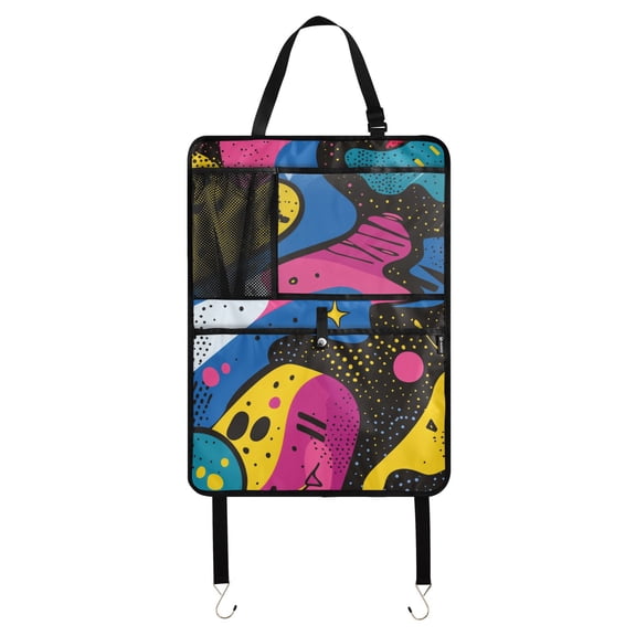 Abstract colorful vibrant art Car Seat Back Kick Protectors,44 Pack Kick Mats with Storage Pockets for Vehicles to Protect from Dirt, Mud & Scratches