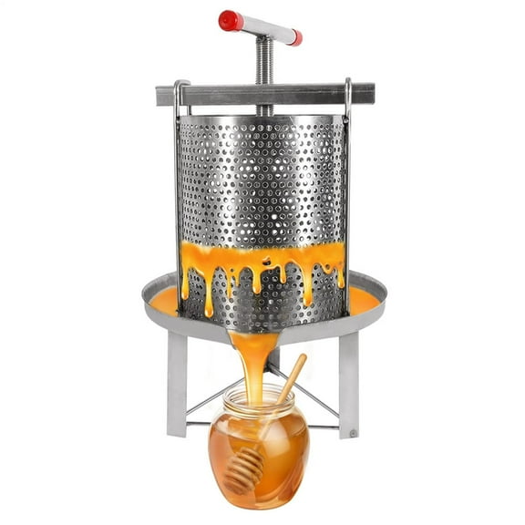 PWTOOL Manual Honey Press Honey Extractor Honey Press Extractor Machine Stainless Steel Beekeeping Extraction for Wine Honey & Juice Making Beeswax Extractor Stainless Steel Press Honey Presser
