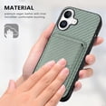 thumbnail image 4 of Dteck Detachable Back Cover for iPhone 16 with Card Holder, Magnetic Wallet Pocket Carbon Fiber Texture PU Leather Slim Phone Case, Green, 4 of 12