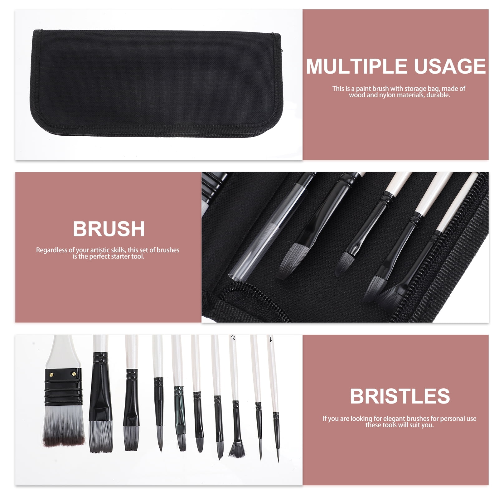 2 Sets  of Oil Painting Brushes Gouache Pens Watercolor Brushes Wooden Handle Pens