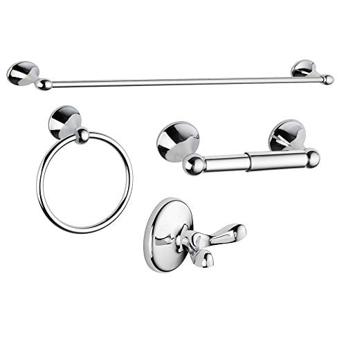 Mindful Design NEW Chrome 4 Piece Wall Mounted Bathroom Accessory Hardware Set 