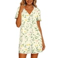 thumbnail image 2 of Women's Summer Nightgowns Button Down Lapel Collar Short Sleeve Sleep Shirt Pajama Dress Casual Printed Oversized Lightweight Comfy Loungwear Nightgown, 2 of 7