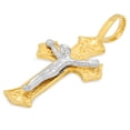thumbnail image 5 of Two-Tone 14K Gold Heavy Plated Textured Passion Crucifix Pendant + 30" 2.2mm Curb Chain Necklace Set, 5 of 7