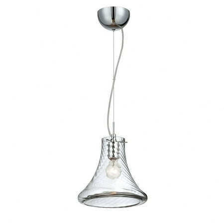 

Transitional 1-Light Small Pendant with Clear Rippled Blown Glass 9 inches Pendants Bailey Street Home 79-Bel-1862831