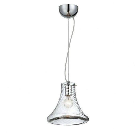 Transitional 1-Light Small Pendant with Clear Rippled Blown Glass 9 inches Pendants Bailey Street Home 79-Bel-1862831