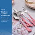 thumbnail image 4 of MDEALY 20-Piece Pink Silverware Set for 4, 18/0 Stainless Steel Flatware Cutlery Utensils Set, Include Dinner Knives,Dinner Forks,Dinner Spoons,Salad Forks,Teaspoons,Dishwasher Safe, 4 of 6