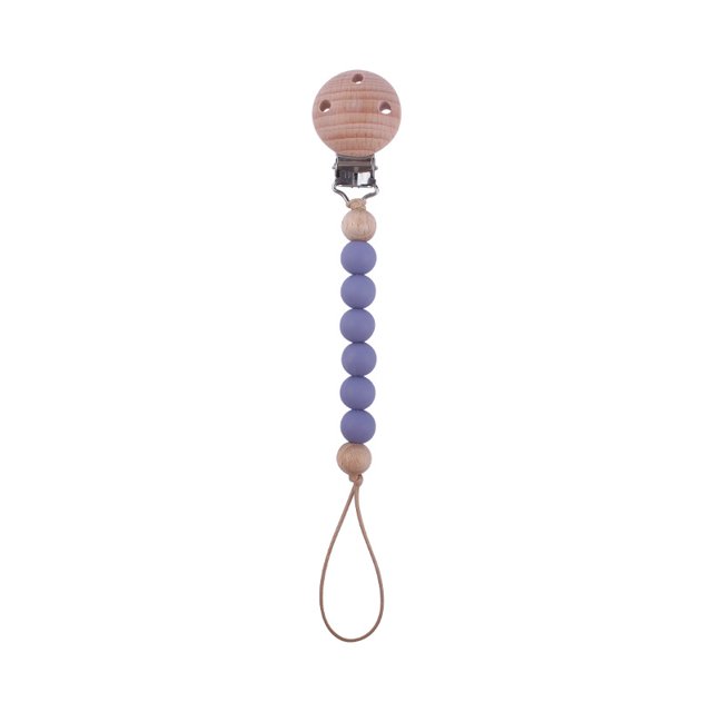 Productos para bebés, pinza para chupete de madera de haya para apaciguar al bebé, cuentas de silicona, pegamento para dientes molares, juguete, cadena anticaída
