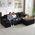 thumbnail image 6 of 96" Boneless Cloud Couch with Chaise, Modular Sectional Sofa for Living Room, No Assembly Required, Deep Seat Corduroy Couch, Black, 6 of 9