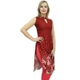 thumbnail image 3 of Bimba Women's Sleeveless Maroon Floral Printed Tunic Designer Kurta Kurti-20, 3 of 5