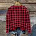 thumbnail image 6 of Nmnitkp Womens Tops Christmas Vintage Plaid Printed Letter Printing Round-neck Casual Sporty Long-sleeved Fleece Sweatshirt Tops Red,L, 6 of 9