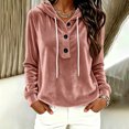 thumbnail image 3 of MLCDZ Womens Velour Hoodies Casual Loose Fit Button Hooded Long Sleeves Drawstring Sweatshirt Lightweight Breathable Golf Camping Pullovers, 3 of 9