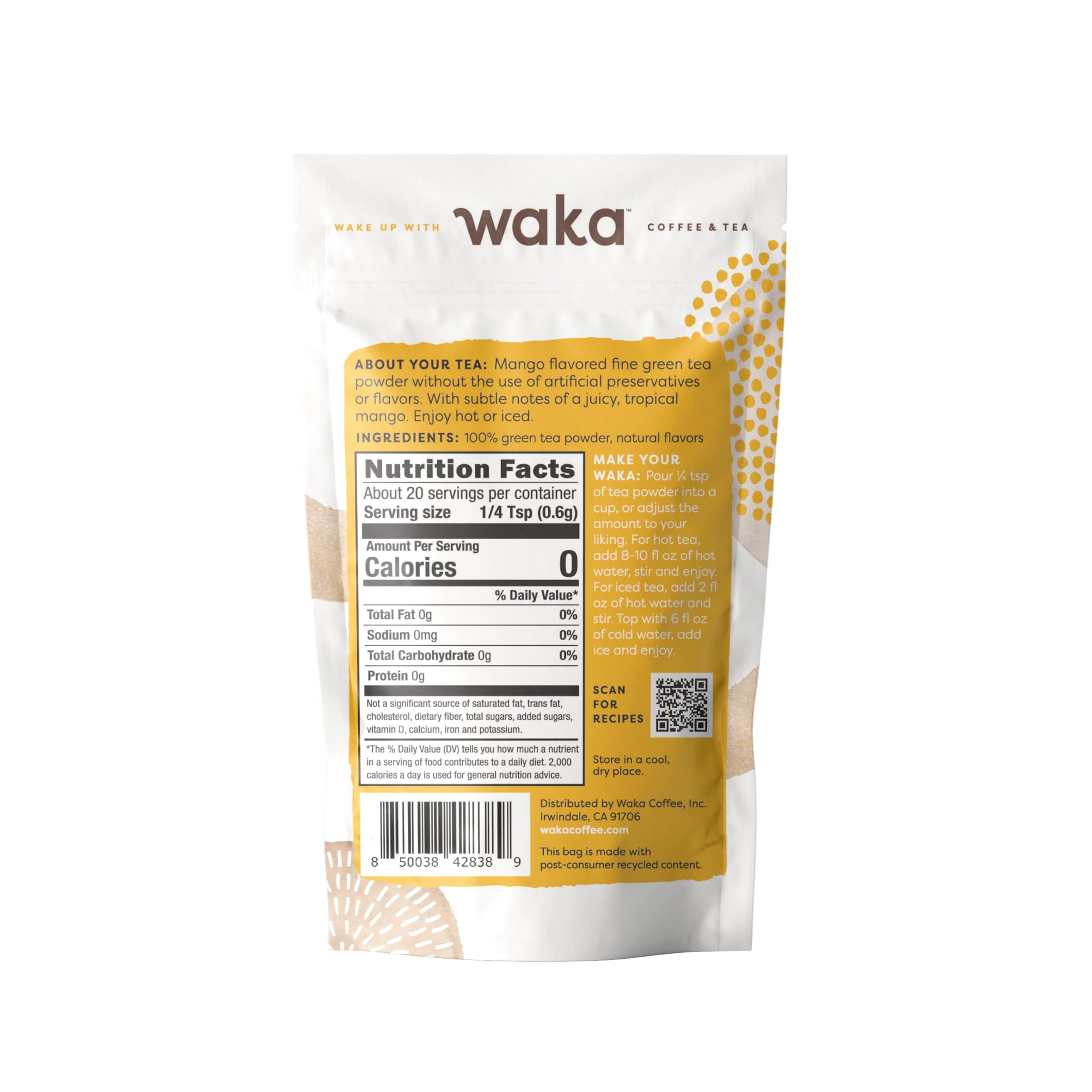 Waka Instant Green Tea Mix, Sample Bundle (6 x .45oz) - 100% Tea Leaves, No Additives, Unsweetened Tea Powders - Assorted Flavored and Classic Green Tea Mixes