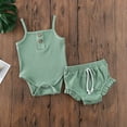 thumbnail image 6 of Seyurigaoka Baby Girl Shorts Set, Knitted Suspenders Jumpsuit + High Waist Shorts Outfits, 6 of 6