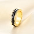 thumbnail image 3 of HIJONES Women's Stainless Steel Cubic Zirconia Inlay Edge Rotatable Half Eternity Ceramic Ring Anxiety Relax Turnable Finger Band Gold Black Size 8, 3 of 5