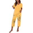 thumbnail image 2 of Lumistal Pajamas Set for Women Summer Pajamas Casual Soft Short Sleeve Tshirt and Crop Pants Matching Sets 2 Piece Pajamas Set Lounge Sets for Women, 2 of 6