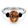 thumbnail image 3 of Gem Stone King 3.74 Ct Oval Ecstasy Mystic Topaz Black Diamond 925 Sterling Silver Ring, 3 of 6