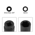 thumbnail image 3 of Uxcell Deep Impact Socket 3/4" Drive 32mm 6Point Chrome Molybdenum Steel Black, 3 of 5